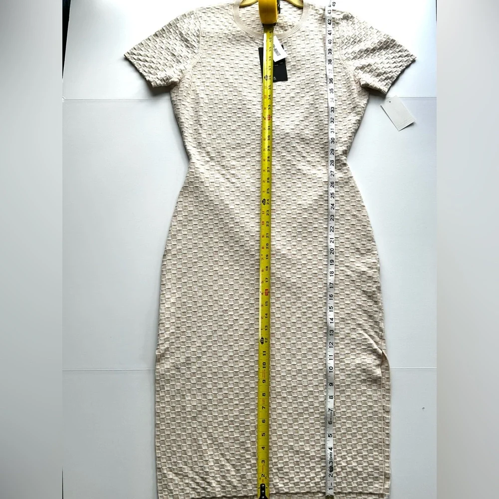 🏖️NWT Women’s Knit Checkerboard Short-Sleeve Maxi Dress. Cream/Tan. Size: XL - Picture 13 of 14
